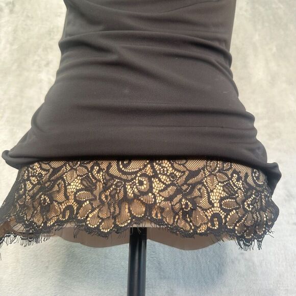 VTG Cache Black Top Layered Cowl Neck Flattering Ruched Sides Sz XS Y2K - Picture 3 of 9